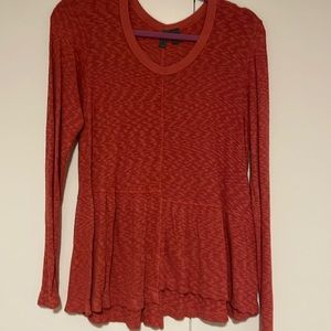 Anthropologie Burnt Orange Peplum Top